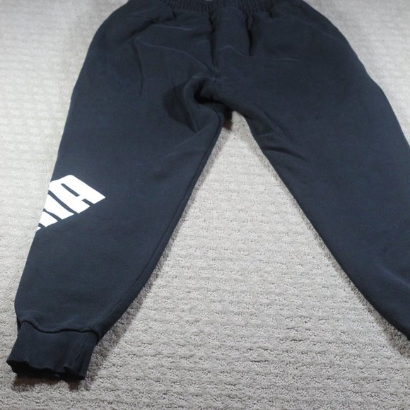 Puma Men's Small Black Fleece White Logo Cuffed Ankle Sweatpants - Picture 2 of 5